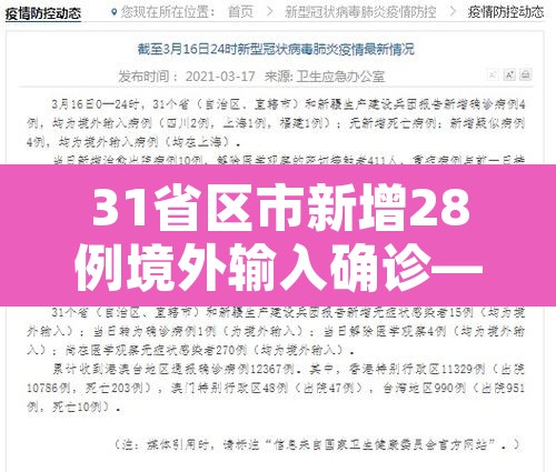 31省区市新增28例境外输入确诊—（31省区市新增20例境外输入病例）