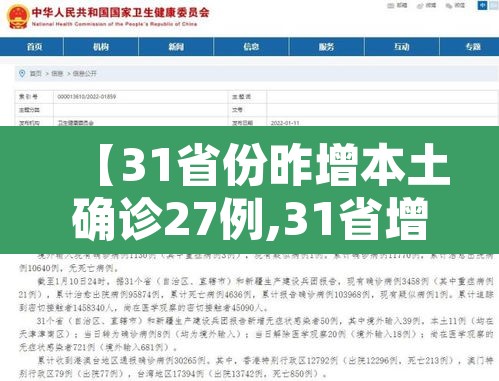 【31省份昨增本土确诊27例,31省增126例本土病例】