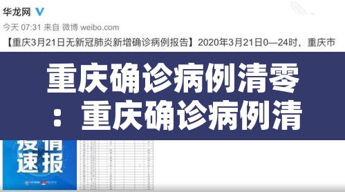 重庆确诊病例清零：重庆确诊病例清零几天