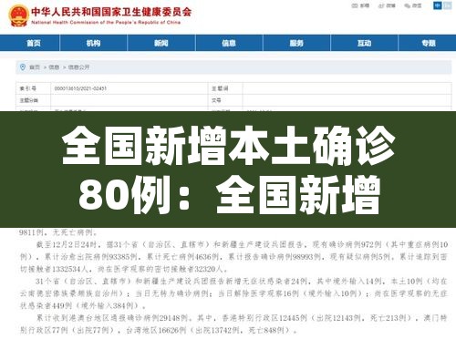 全国新增本土确诊80例:全国新增本土确诊病